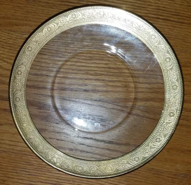 Vtg Tiffin Franciscan "Minton Clear" Gold Band Pattern Bread Plate Made in USA