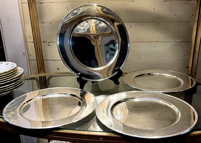 Old French by Gorham Sterling Silver Charger Plate Set of 4 #A7340  monos