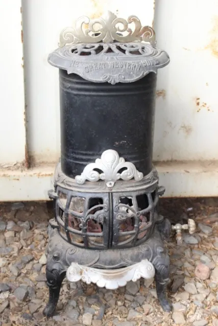 Antique Great Western Gas Room Heater / Parlor Stove