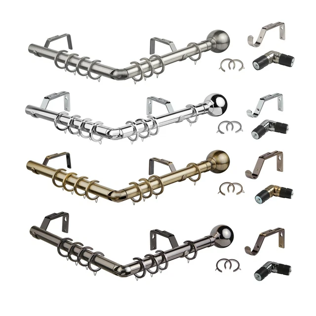 28MM BAY WINDOW Curtain pole set and accessories, set fits 5 Sided