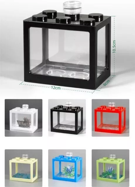 mini Betta fish Stackable lego block  Aquarium w/LED 3
