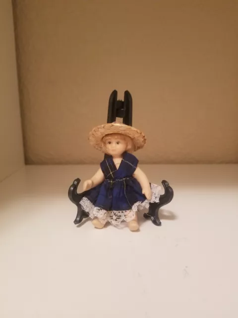 Small Mini Porcelain Bisque Doll With Movable Arms & Legs