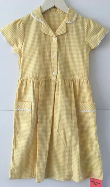 Età 6-7 Ragazze Marks & Spencer Giallo Estate Abito da Scuola Puro Cotone