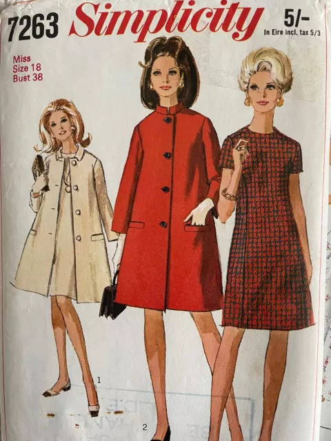 Uncut Vintage 1960'S Simplicity Dress & Coat Sewing Pattern