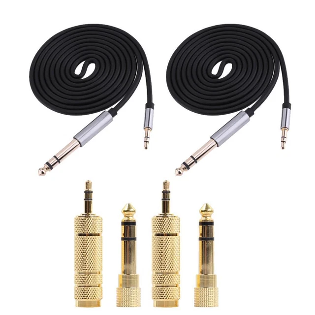 2x 3.5mm 1/8" Male To 6.35mm 1/4" Male Stereo Audio Cable for +4 Jack