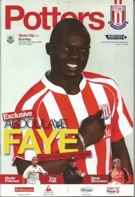 Football Programme - Stoke City v Burnley - Premiership - 15/8/2009