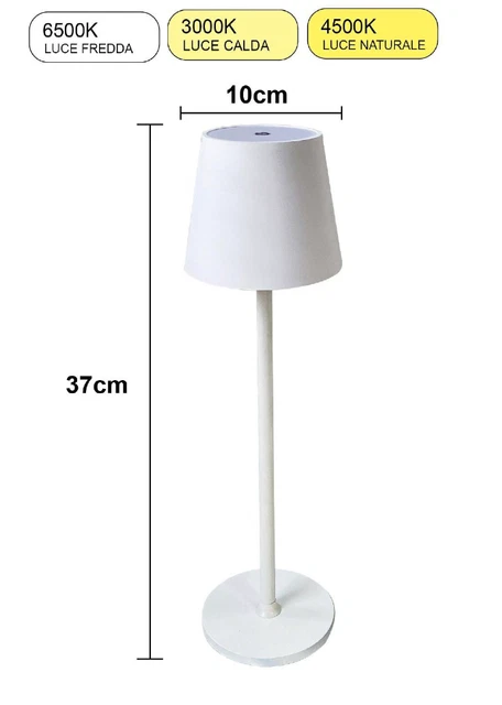 Lampada Da Tavolo Led Ricaricabile Touch Poldina Luce Calda Naturale Fredda 3