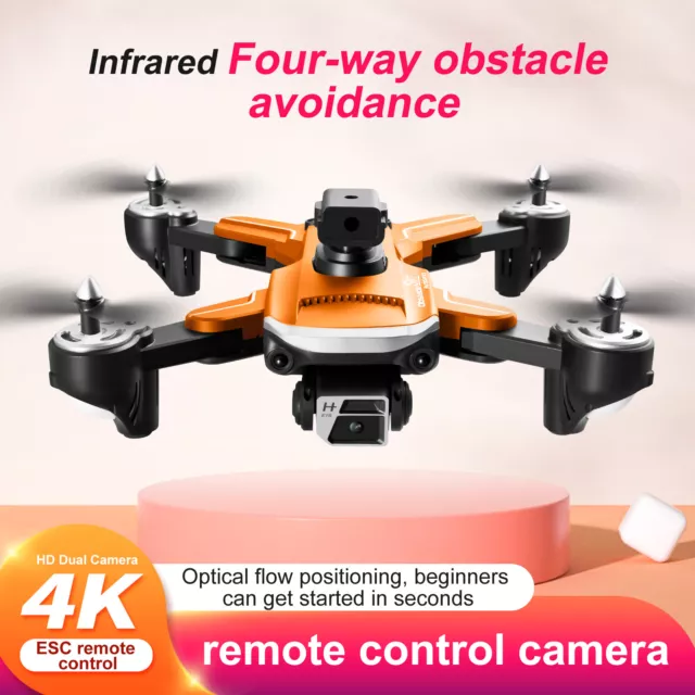 4K Camera Drone Obstacle Avoidance FPV RC Quadcopters with Battery (Orange) FR 3