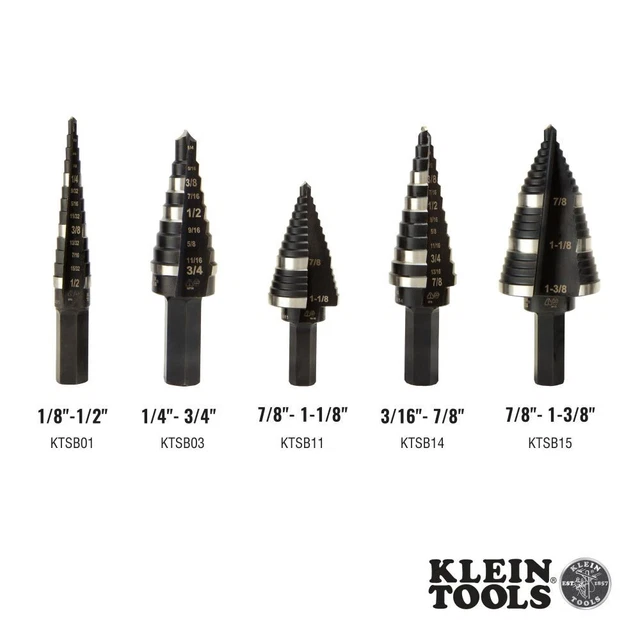 Klein Tools KTSB03 Step Drill Bit Double Fluted #3, 1/4 to 3/4-Inch 3