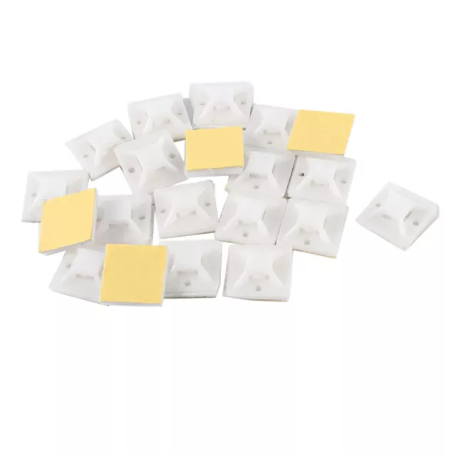 Câble Tie Mount Plastique Self Adhesive Base 20mmx20mmx7mm Blanc 20 Pcs