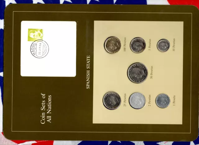 Coin Sets of All Nations Spain w/card 1982-1985 UNC 100 Pesetas 1985 50P 1983