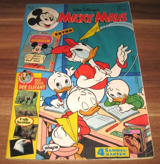Micky Maus 1993 Nr. 2 mit Extra Schülermerker+Karten+Sticker Ehapa Comic Heft Z2