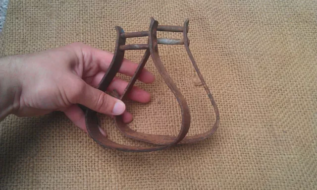 Antique Wrought Iron Horse Stirrups 19Th Century Blacksmith Hand Forged
