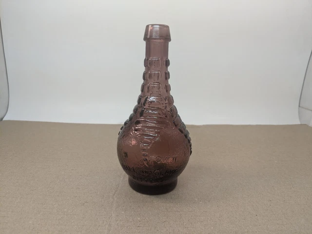 Vintage Glass Wheaton NJ Ball & Claw Bitters Amethyst Purple Glass 5 1/2" Bottle