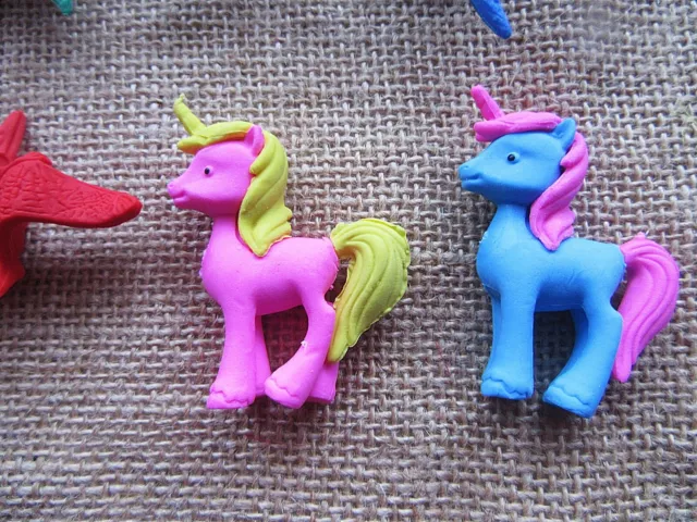 6Packs x 4Pcs Unicorn Dinosaur Pencil Erasers Set Gift Choice