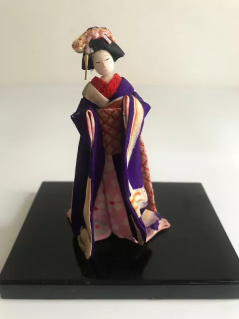 Vintage Miniature Japanese Kimono  Geisha Doll Height: 4.7in(12cm)