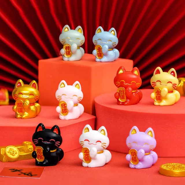 Cartoon Lucky Cat Exquisite Resin Ornament Gift Crafts Miniatures Figurines