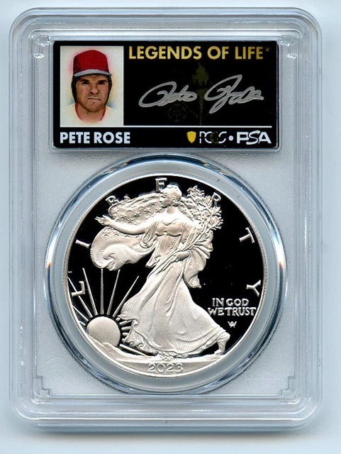 2023 W $1 Proof Silver Eagle PCGS PR70DCAM AR Legends of Life Pete Rose