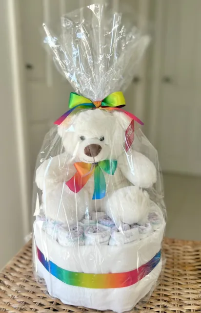 Rainbow Baby Unisex Nappy Cake Gift