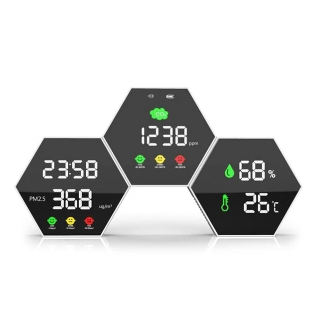 CO2 Monitor Air Quality Detector PM2.5 Temperature Humidity Meter NDIR Sensor