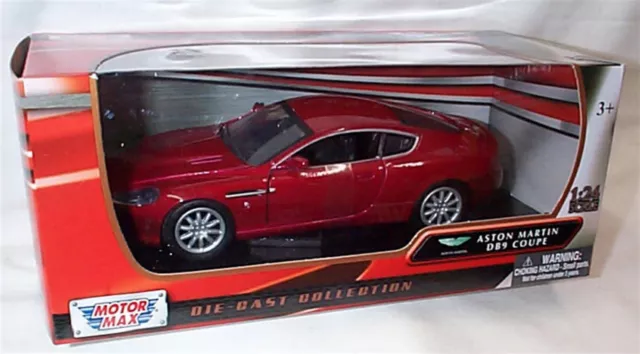 Aston Martin DB9 Coupe in Deep Red 1-24 scale model Motor Max New in Box