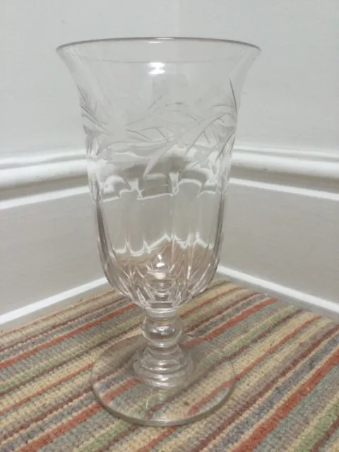 Antique Victorian Hand Blown Cut Crystal Celery glass Vase center piece
