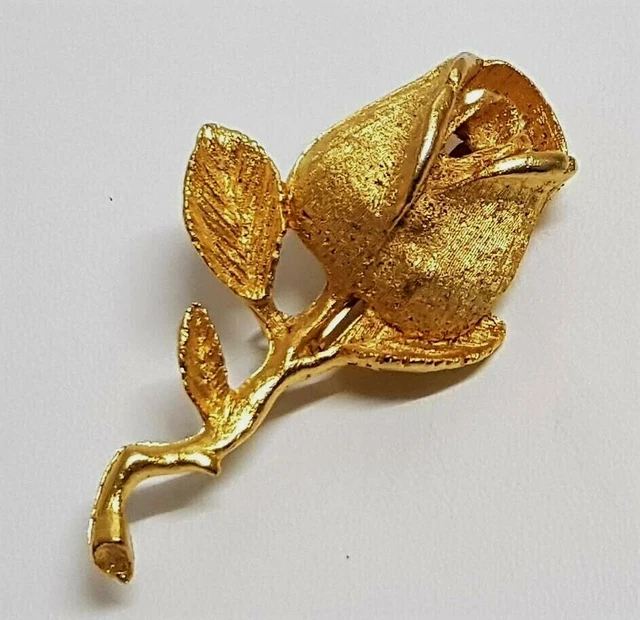 Broche Vintage Signée Napier - Métal Couleur Or, Motif Floral Ouvragé, Occasion