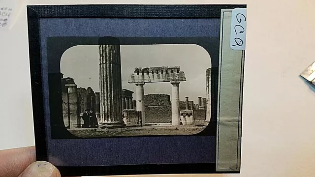 Colored Glass Magic Lantern Slide GCQ WESTERNERS PILLARS OF OLD VINTAGE HISTORY