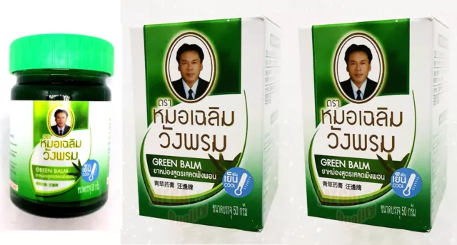 2 x 50 g. Wangphrom Thai Herbal Cool Green Balm Massage Pain Relief Aromatherapy
