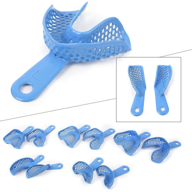10pcs Dental Autoclavable Plastic-Steel Impression Trays Upper Lower 3Size L/M/S