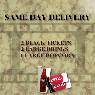 AMC Movie Theaters, 2 Black Tickets, 2 Drinks, 1 Popcorn | E-DELIVERY
