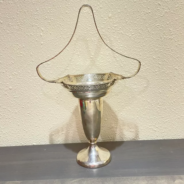 Vintage Unique Silverplate Trumpet Vase Large Fluted Brides Basket Pierced CG&Co