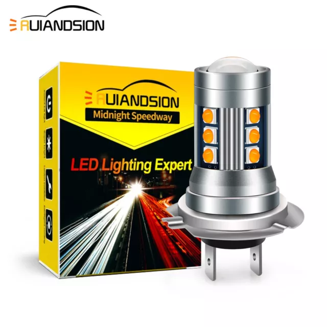 Ruiandsion 2X H7 led bulb Car headlamp Foglamp 10-30V 1000lm Yellow Non polarity