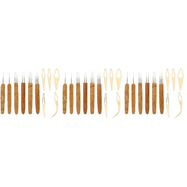 3 Sets Dreadlock Groomer Tool Crochet Household Tools Bamboo Handle