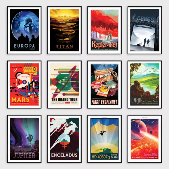 NASA Space Travel Posters Retro Wall Art Prints Galaxy Tourism Holiday Pictures