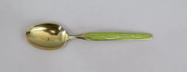 Green Enameled Th.marthinsen Sterling Gold Gilt Teaspoon-6 1/8"