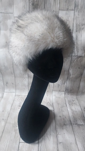 Cappello Cappello Vintage Stile Anni '60/'70 Macchia d'Avorio in Pelliccia Finta Cosacco, Taglia Unica