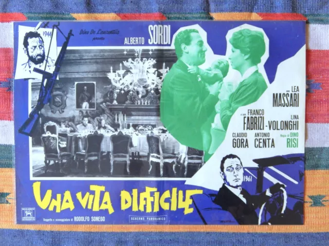 Fotobusta UNA VITA DIFFICILE 1'Ediz.1961 Alberto Sordi DINO RISI, Affiche Poster