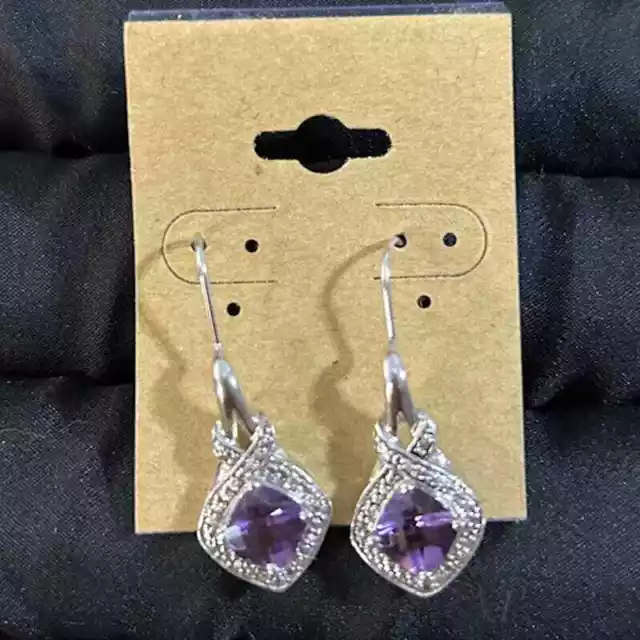 Amethyst with Diamonds Earrings