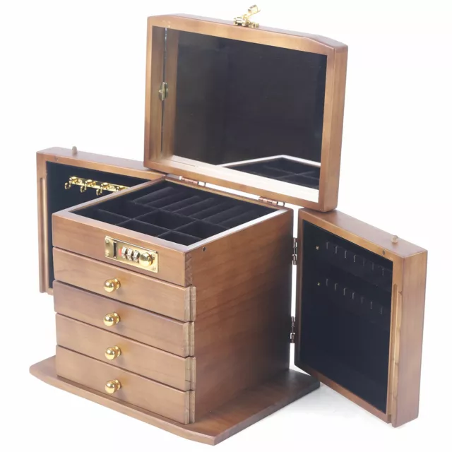 Scatola gioielli legno vintage gioielli organizer scatola portaoggetti con cassetti