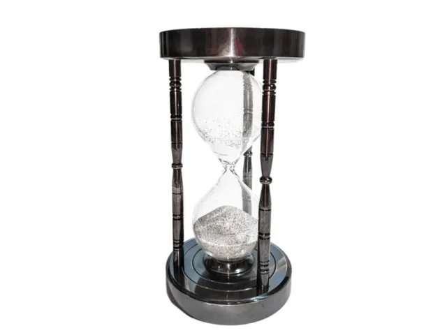 Sand Timer Brass Nautical Hourglass Antique Compass Collectible Glass Handmade