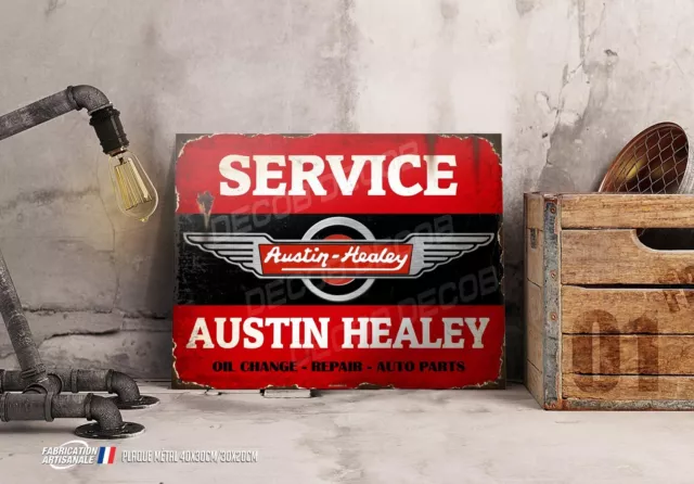 Plaque métal 30x20cm déco garage Austin Healey service.