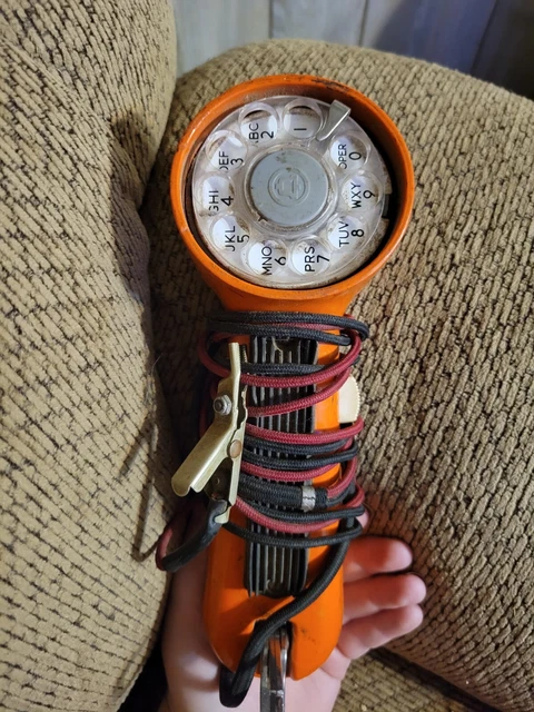 Vintage Bell System Western Electric Lineman’s Test/Butt Set Rotary Phone Orange