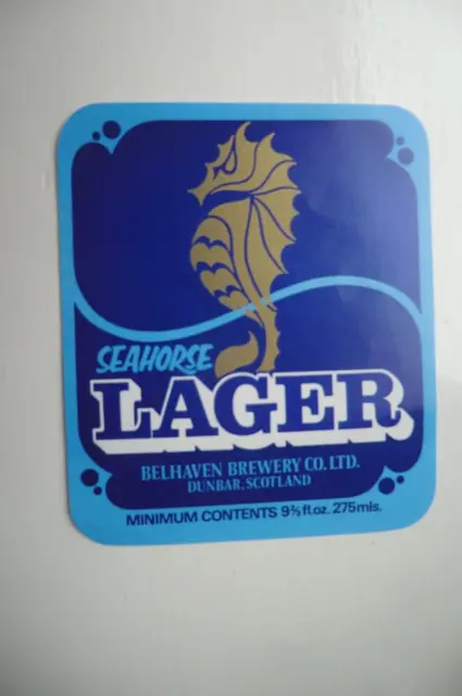 Mint Belhaven Dunbar Seahorse Lager Brewery Beer Bottle Label