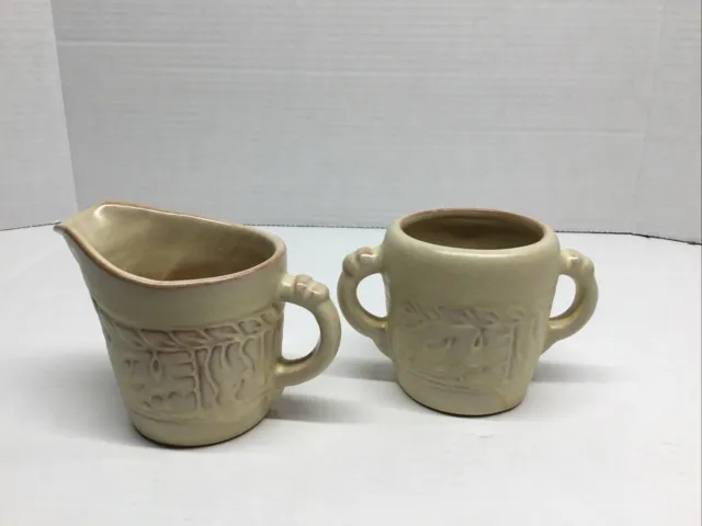 Frankoma Mayan Aztec Desert Gold 7A Creamer 7B Sugar Bowl No Lid