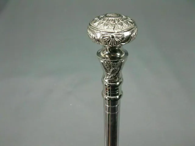 Stainless Steel Walking Hiking Stick Cane Silver Noble Luxury vintage Handmade
