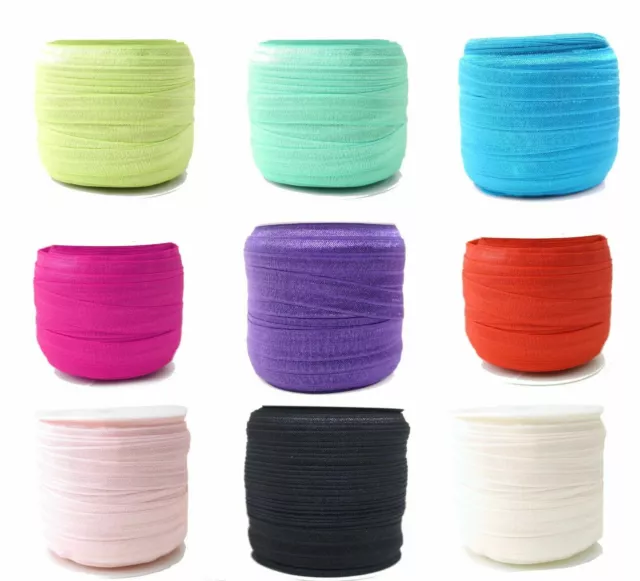 50 Yards 5/8" Fold Over Elastics Shiny Cord Hair Sewing Nylon Headband FOE