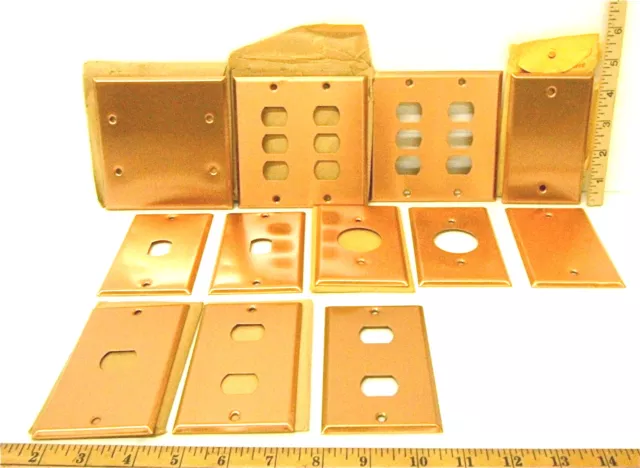 12 Heavy Duty Antique Smooth Copper Plate Metal Switch Covers Toggle Blank Wall