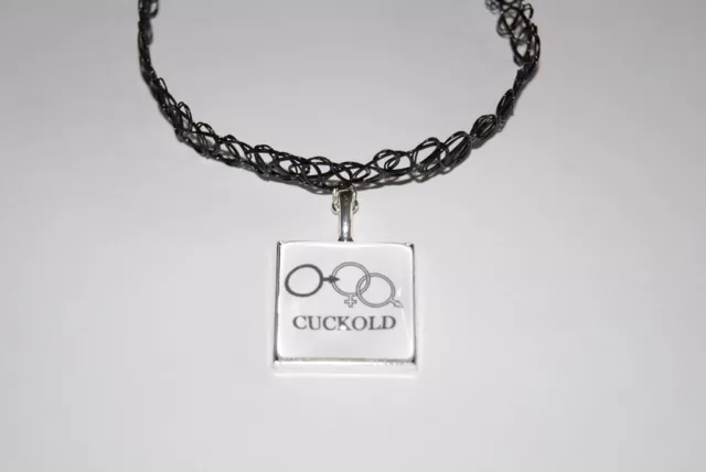 'CUCKOLD' Logo Black PVC Choker Necklace Jewellery Submissive Hotwife Sissy Sub