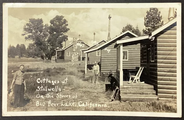 Big Bear Lake CA Stillwells Cottages RPPC Vintage Real Photo Postcard Posted